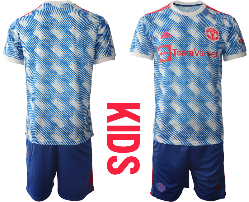 Youth 2021-2022 Club Manchester United away blue blank Soccer Jersey